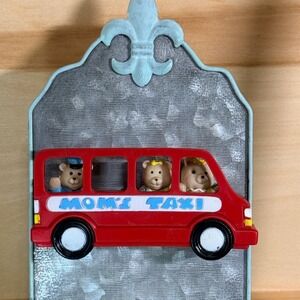 Vintage Nobel Hall 3D Rubber Magnet Moms Taxi Red Van Teddy Bears Retro Kitsch